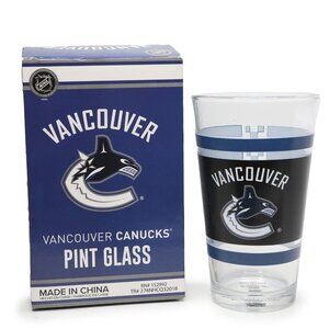 Vancouver Canucks NHL Pint Glass Hockey Barware Collectable Sports Blue Black